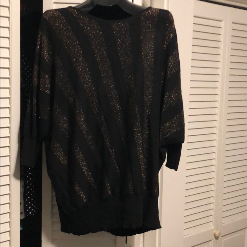 Dolman sleeve black and gold/copper sweater
